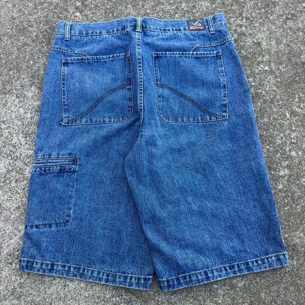Vintage Y2K Kirra Jean Shorts Baggy Wide Leg 2000s Denim Blue Mens 36 (c1)